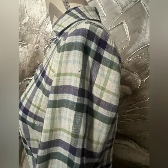 Aeropostale 2010 Green & Purple Y2K Western Long Sleeve Flannel Button Up Size S - Picture 11 of 16